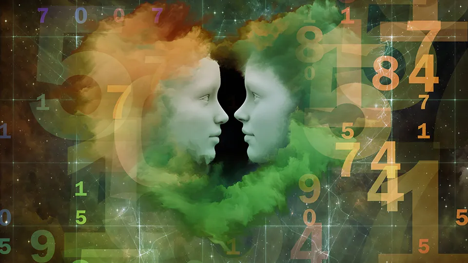Couples and numbers blended in a soft gradient.